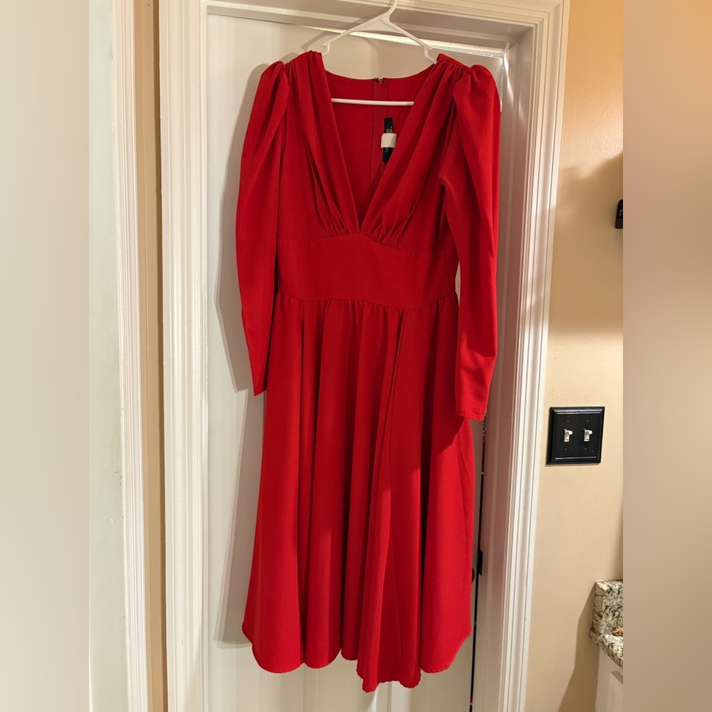Laura Byrnes Pinup Girl Clothing California Vibrant Red Long Sleeve 40s Dress